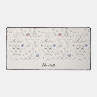 Whimsical Cottagecore Beige Monogram Naam Bloem Bureaumat