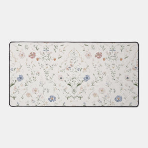 Whimsical Cottagecore Beige Waterverf Wilde Bloem Bureaumat
