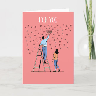 Whimsical Couple "Voor jou zou ik de sterren stele Feestdagen Kaart
