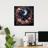 Whimsical Crescent Bloom Poster (Thuiskantoor)