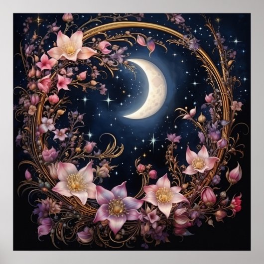 Whimsical Crescent Bloom Poster (Voorkant)