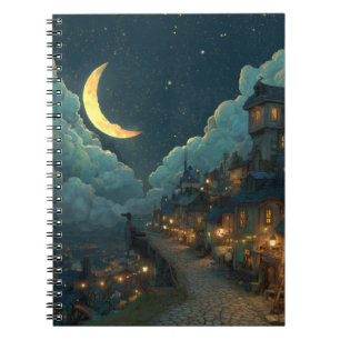 Whimsical Crescent Moon Village Notitieboek