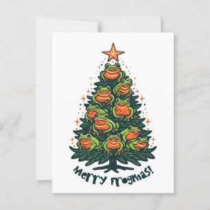 Whimsical Croaks: kikkers zingen 'Merry Frogmas' Briefkaart