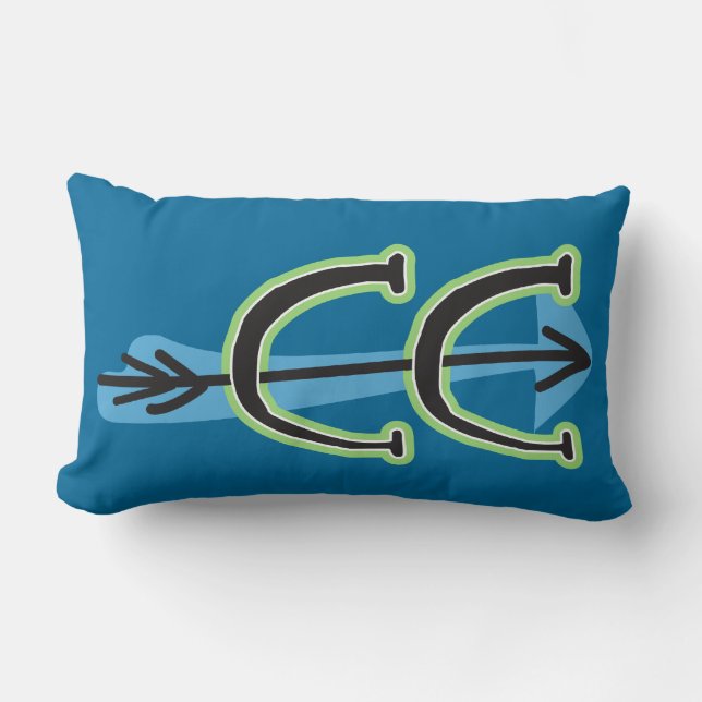 Whimsical Cross Country - CC Symbool - BLAUW Kussen (Voorkant)