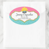 Whimsical Cupcake Bakery-zegels Ovale Sticker (Tas)