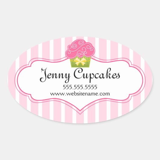 Whimsical Cupcake Bakkerij Stickers (Voorkant)