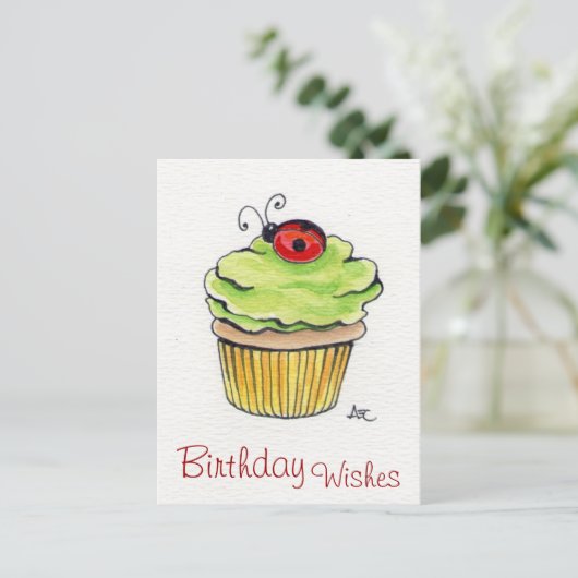 Whimsical Cupcake en Ladybug Briefkaarten (Staand voorkant)