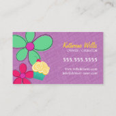 Whimsical Cupcake Floral en Doodle Lijst Visitekaartje (Achterkant)