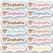 Whimsical Cupcake Naam Vinyl Stickers - Set van 12 (Voorkant)