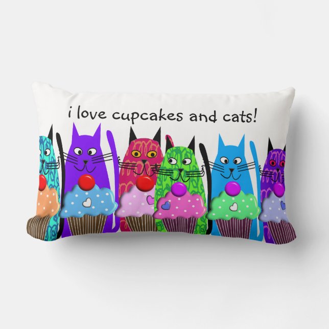 Whimsical Cupcakes and Cats Pillow #2 Kussen (Voorkant)