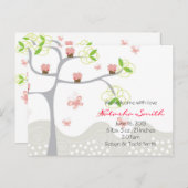 Whimsical Cupcakes Tree Butterflies Aankondigingskaart (Voorkant / Achterkant)