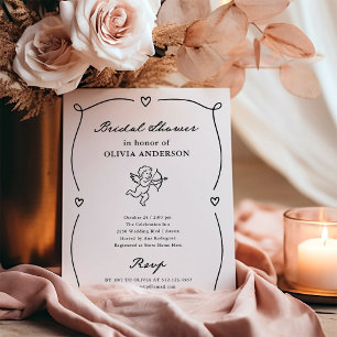 Whimsical Cupid   Bruiloft in zwart en wit Kaart