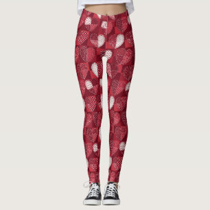 Whimsical Cupid Hart Rood Wit Zwart Leggings