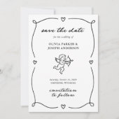 Whimsical Cupid | Romantic Photo and QR Code Save The Date (Voorkant)