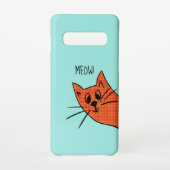 Whimsical Curious Ginger Cat Phone Case Samsung Galaxy Hoesje (Achterkant)