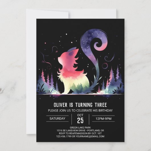 Whimsical Custom Cat Verjaardag Kaart (Voorkant)