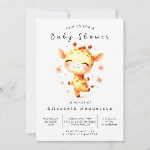 Whimsical Custom Giraffe Baby shower Kaart