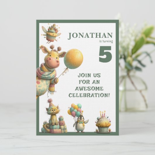 Whimsical Custom Personalized Birthday Invitation (Debout devant)