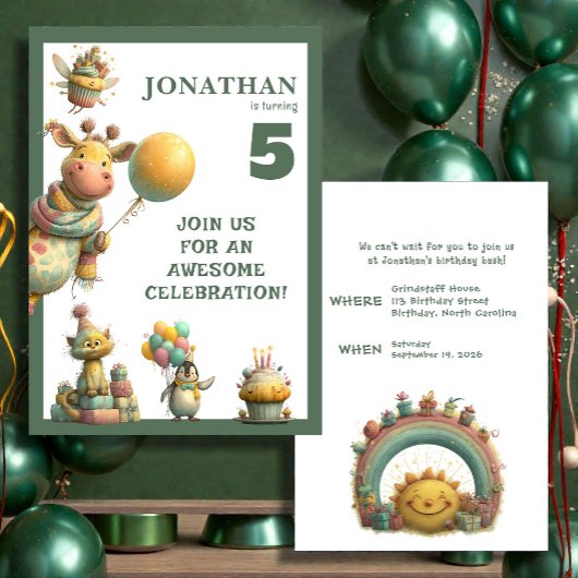Whimsical Custom Personalized Birthday Invitation