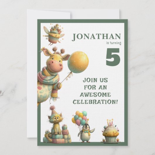 Whimsical Custom Personalized Birthday Invitation (Devant)