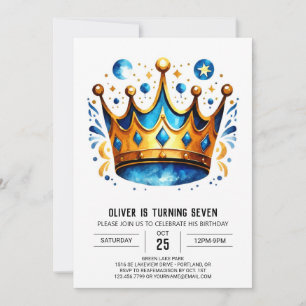 Whimsical Custom Prins Kroon Verjaardag Kaart