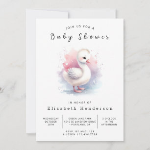 Whimsical Custom Swan Baby shower Kaart