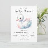 Whimsical Custom Swan Baby shower Kaart (Staand voorkant)