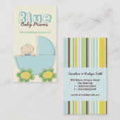 Whimsical Cute Baby Boy in Blue Pram Modern Chic Visitekaartje (Voorkant / Achterkant)