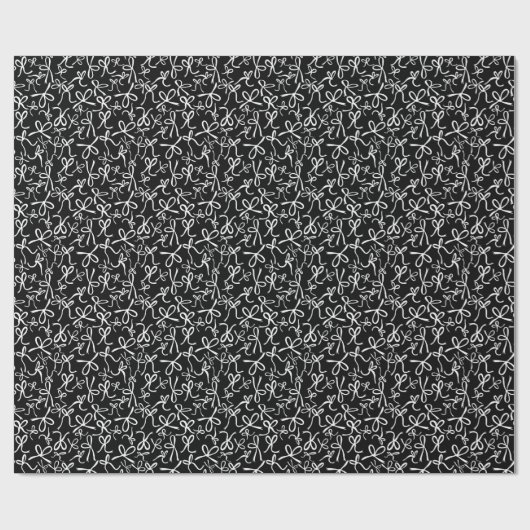 Whimsical Cute Black White Bows Pattern Girly Gift Cadeaupapier (Vlak)