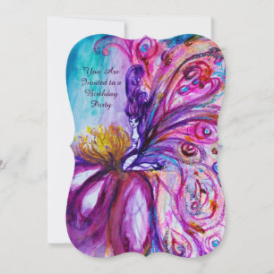 WHIMSICAL CUTE BLOEMENFEE IN ROZE, GOUDEN SPROKKEL KAART