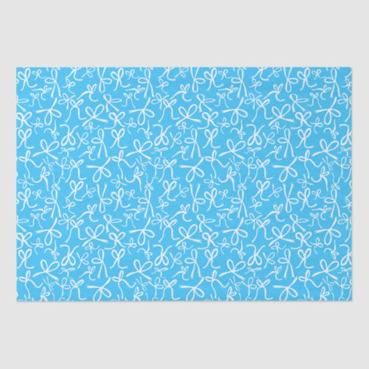 Whimsical Cute Blue White Bows Pattern Girly Gift Tissuepapier (Voorkant)
