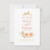Whimsical Cute Earthy Flowers Bow Save the Date (Devant)