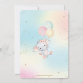 Whimsical Cute Elephant Balloons Baby shower Girl  Kaart (Achterkant)