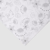 Whimsical Cute Floral and Bird Pattern on White Tissuepapier (Detail)