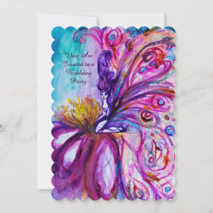 WHIMSICAL CUTE FLOWER FAIRY IN PINK, GOLD SPARKLES KAART