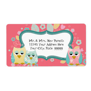 Whimsical Cute Fun Swirl Owl Baby shower Stickers