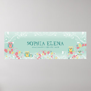 Whimsical Cute Fun Swirl Owl Ownership Wall Poster