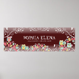 Whimsical Cute Fun Swirl Owl Ownership Wall Poster
