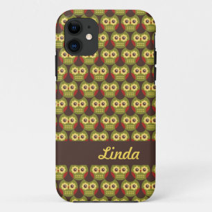 Whimsical Cute Green Owl Pattern 1 iPhone 5 Hoesje