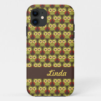 Whimsical Cute Green Owl Pattern 1 iPhone 5 Hoesje
