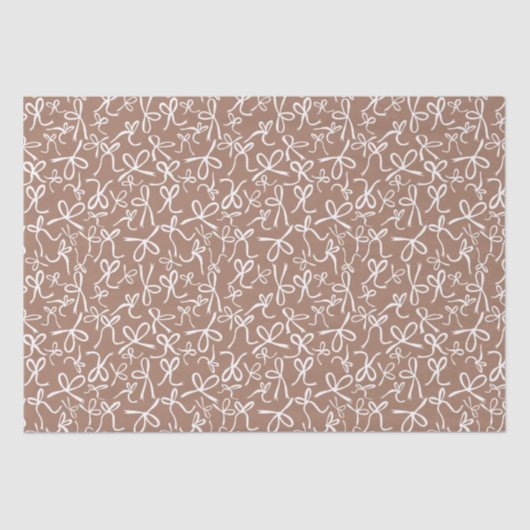 Whimsical Cute Mocha Bows Pattern Girly Gift Tissuepapier (Voorkant)