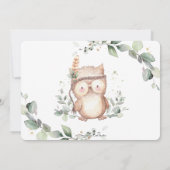 Whimsical Cute Owl Rustic Greenery Birthday Foto Kaart (Achterkant)