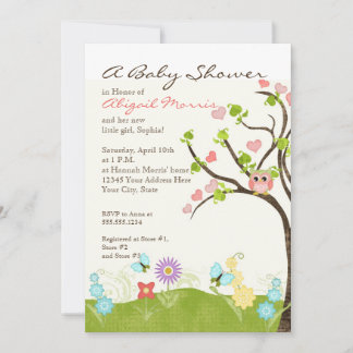 Whimsical Cute Owls Tree of Life Heart Leaf Swirls Kaart
