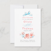 Whimsical Cute Pastel Flowers Bow Save the Date (Devant)