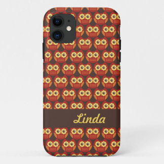 Whimsical Cute Red Owl Pattern 1 iPhone 5 Hoesje