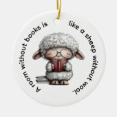 Whimsical Cute Sheep Reading a Book Keramisch Ornament (Voorkant)