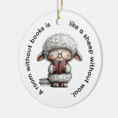 Whimsical Cute Sheep Reading a Book Keramisch Ornament (Links)