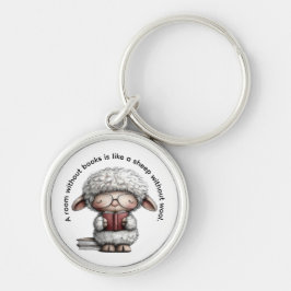 Whimsical Cute Sheep Reading a Book Sleutelhanger