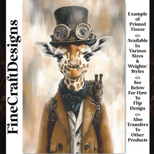 Whimsical Cute Steampunk Giraffe AC2 Découpage Tissuepapier