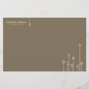 Whimsical Cute Tweet Birds Colorful Fun Tree Stipp Briefpapier